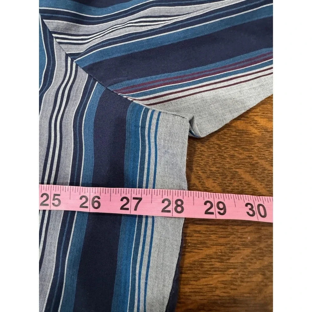 VTG Rock‎ Creek Ranch Shirt Mens 3XL Blue Stripe Button Short Sleeve Western